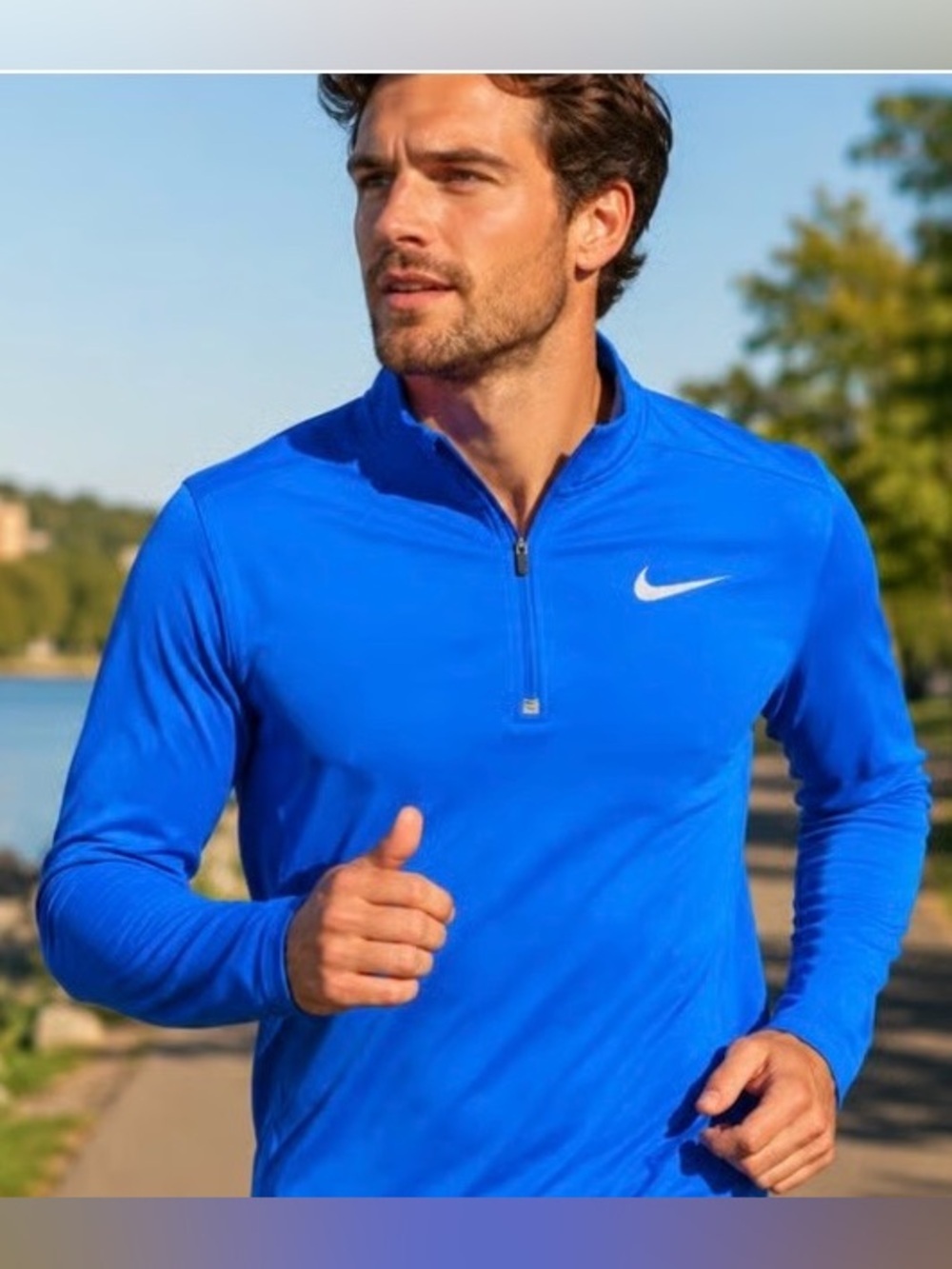 Nike Running Dri-FIT half-zip long sleeve pullover men's bright blue